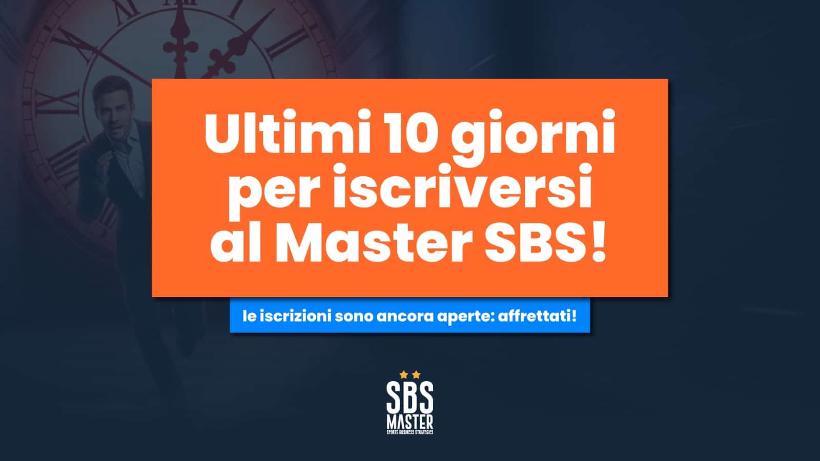 Reminder chiusura iscrizioni Master SBS 16 settembre 2025
